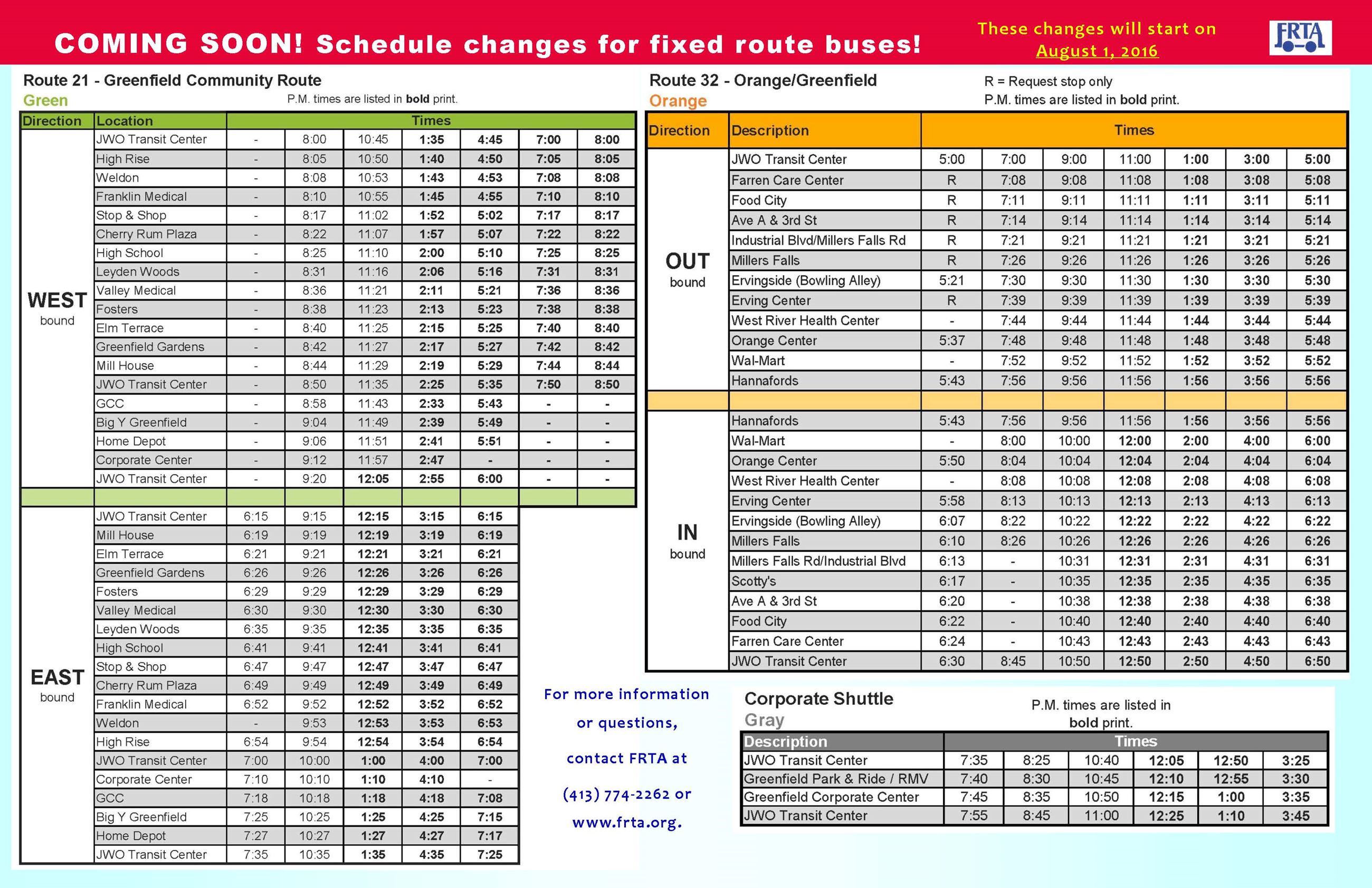 Poster of the local bus schedule